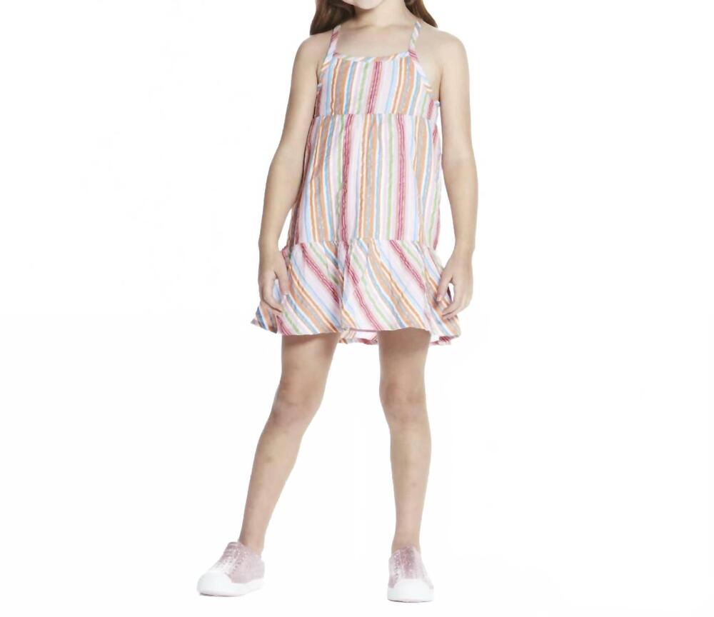 NEW ANDY & EVAN girl's woven lurex stripe strappy dress in one color
